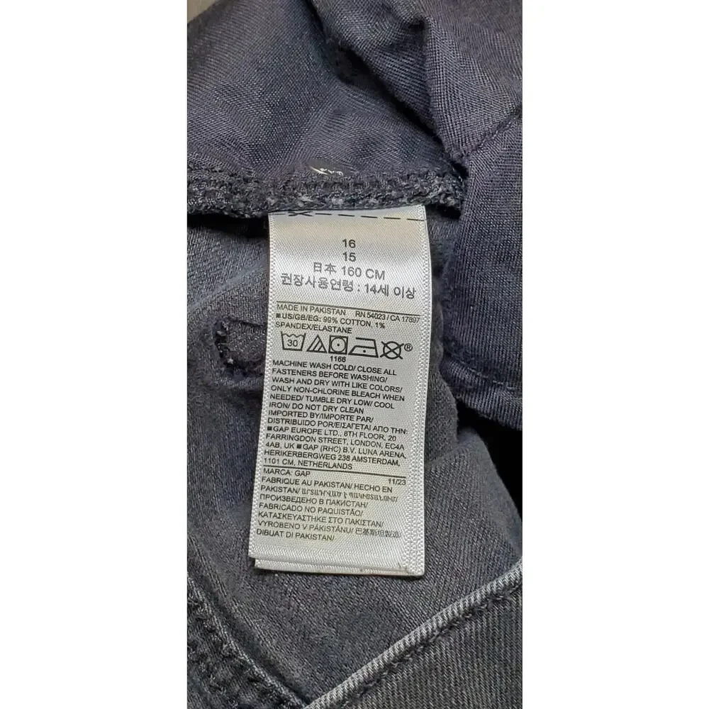 Gap Kids Solid Slim Taper Sz 16 Jeans Girls Denim Black Jeans C25